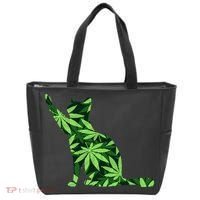 Cat Lover Marijuana Weed Smoker Funny Leaf Cannabis Tote Bag thumb 0