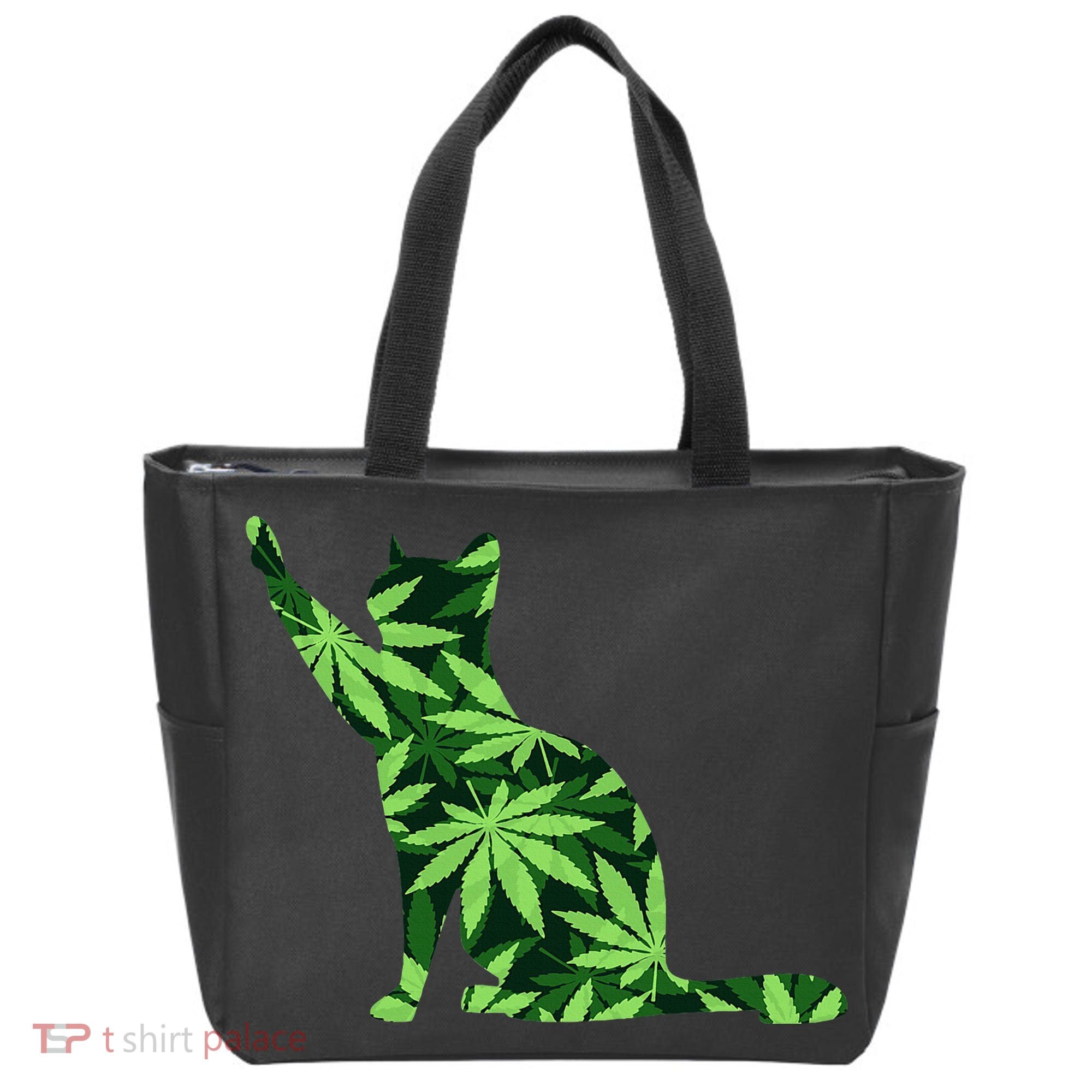 Cat Lover Marijuana Weed Smoker Funny Leaf Cannabis Tote Bag