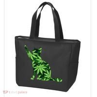 Cat Lover Marijuana Weed Smoker Funny Leaf Cannabis Tote Bag thumb 3