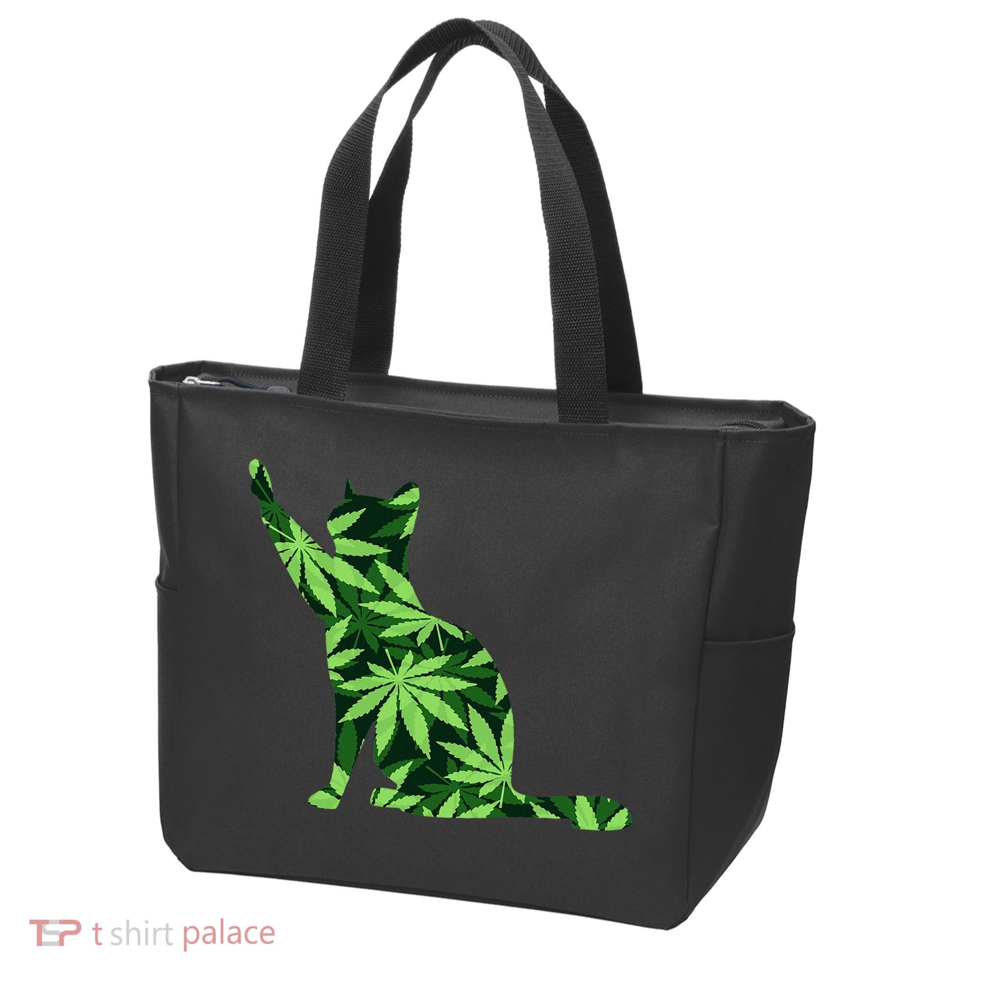 Cat Lover Marijuana Weed Smoker Funny Leaf Cannabis Tote Bag