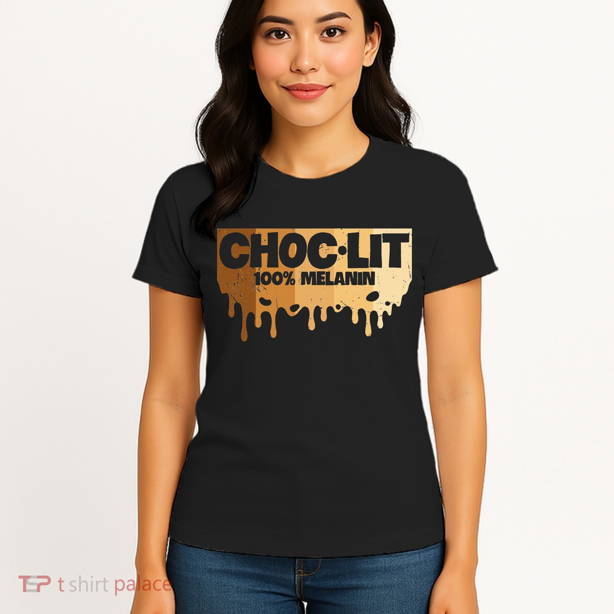Choc Lit Melanin Queen African Afro Pride Black Historty Women's T-Shirt