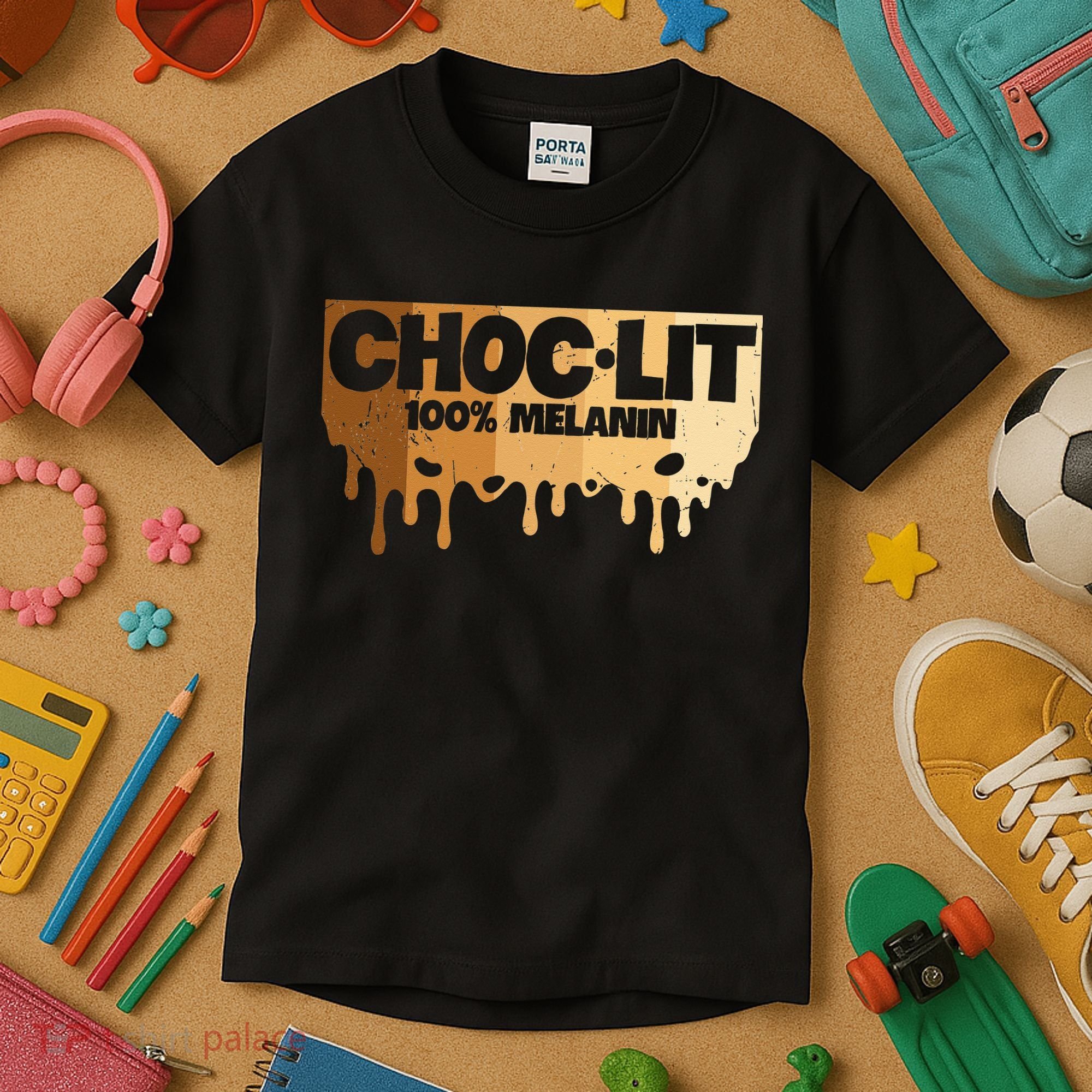 Choc Lit Melanin Queen African Afro Pride Black Historty Kids T-Shirt