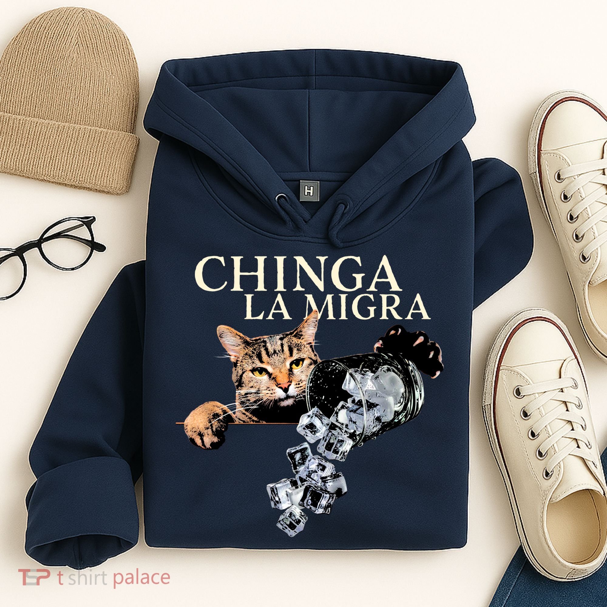 Chinga La Migra Cat Anti ICE Hoodie