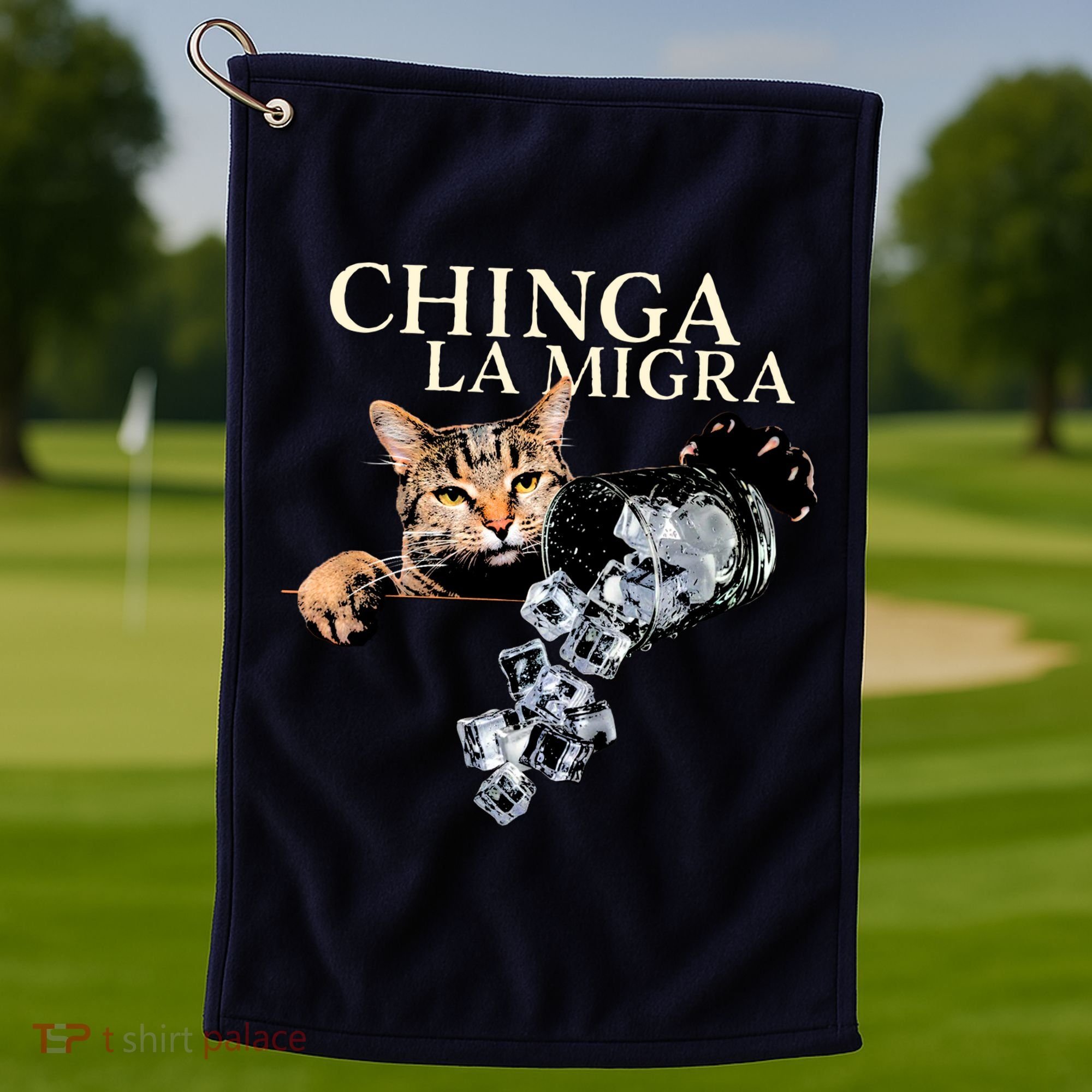 Chinga La Migra Cat Anti ICE Golf Towel