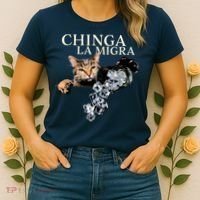 Chinga La Migra Cat Anti ICE Women's T-Shirt thumb 2