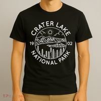 Crater Lake National Park Cool White Line Art Outdoor T-Shirt thumb 3