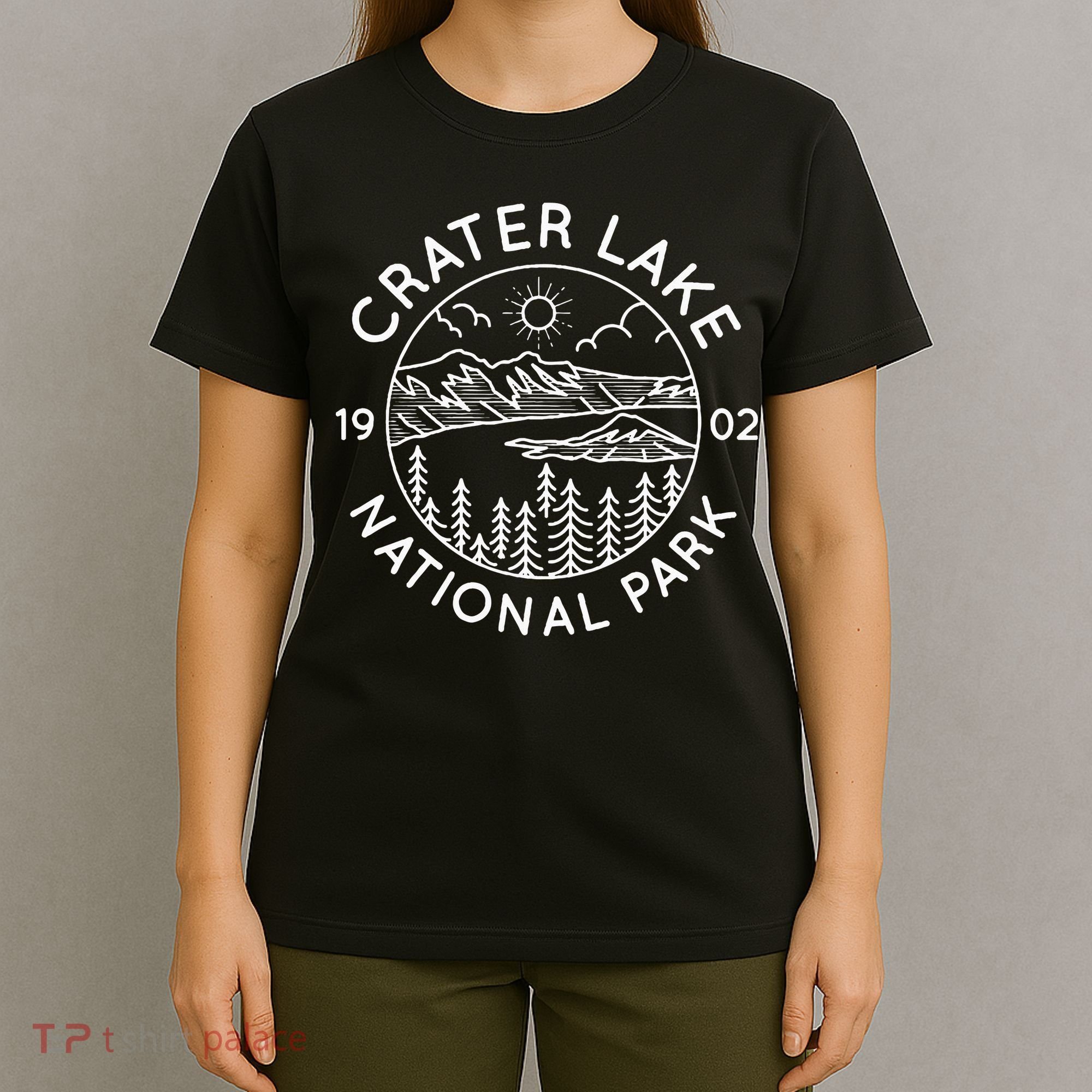 Crater Lake National Park Cool White Line Art Outdoor T-Shirt