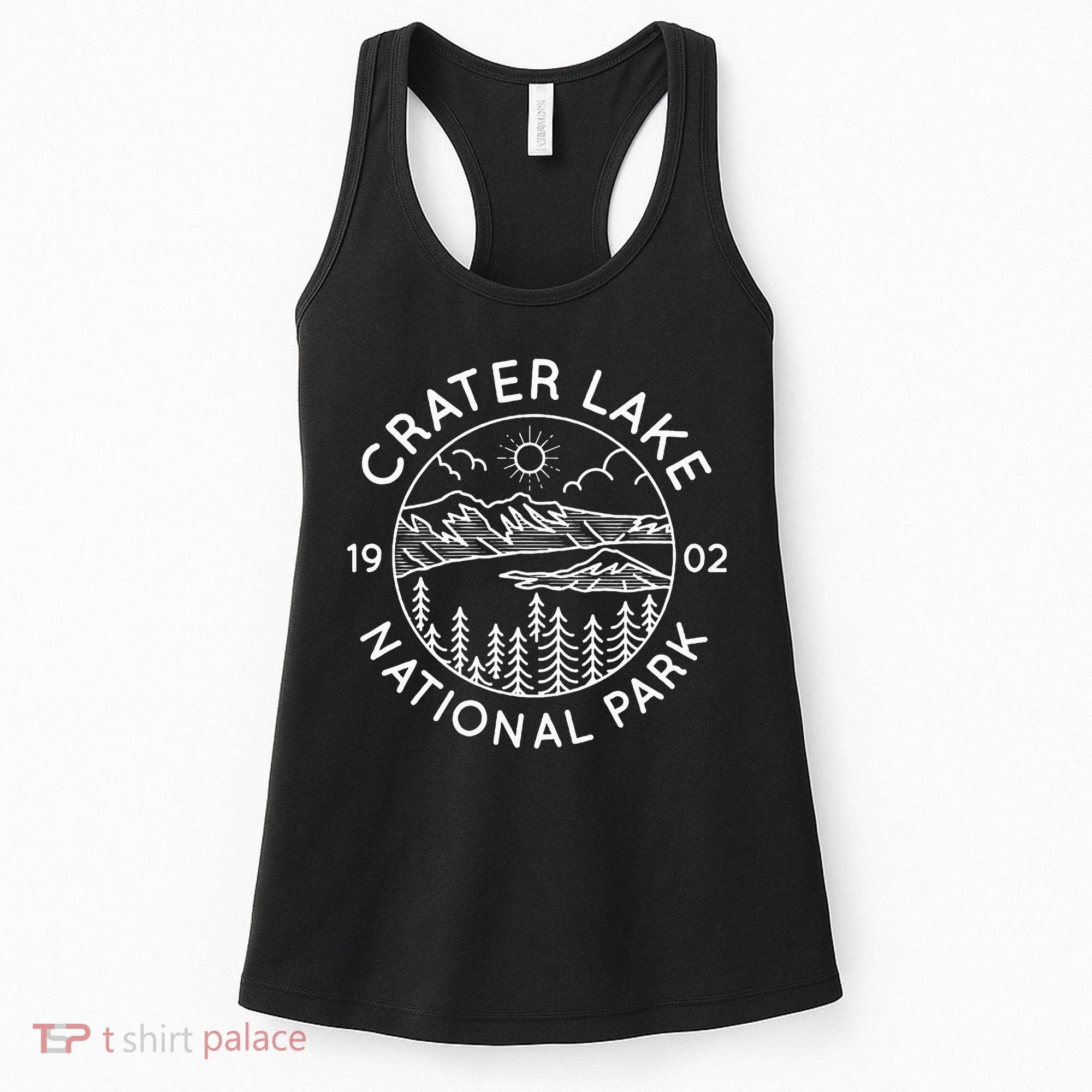 Crater Lake National Park Cool White Line Art Outdoor Women's Tank Top