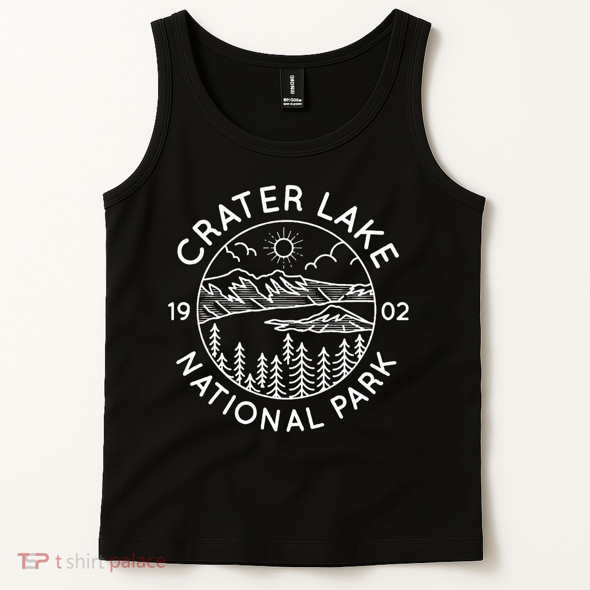 Crater Lake National Park Cool White Line Art Outdoor Tank Top