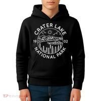 Crater Lake National Park Cool White Line Art Outdoor Kids Hoodie thumb 4
