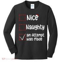 Christmas List Nice Naughty An Attempt Was Made Kids Long Sleeve Shirt thumb 0