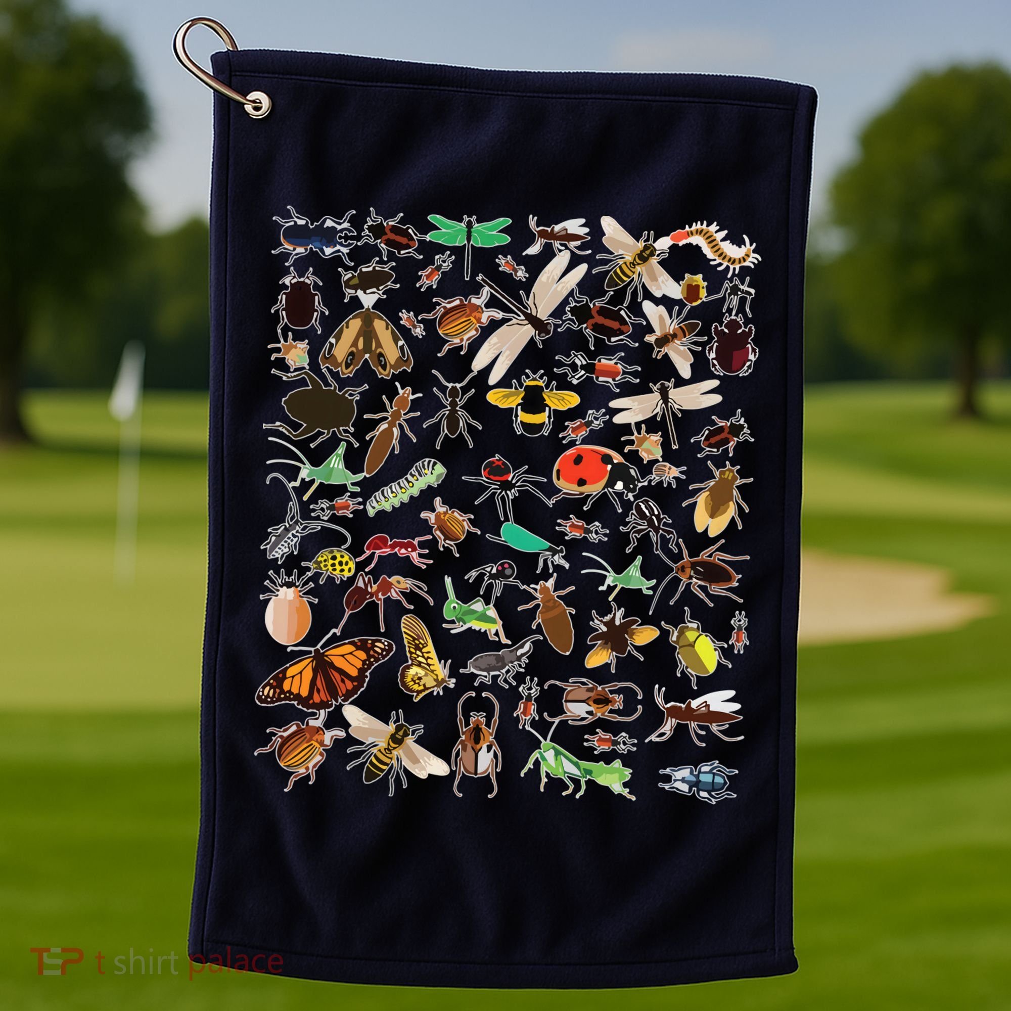 Cool Lots Of Bugs Funny Insect Lover Entomologist Golf Towel