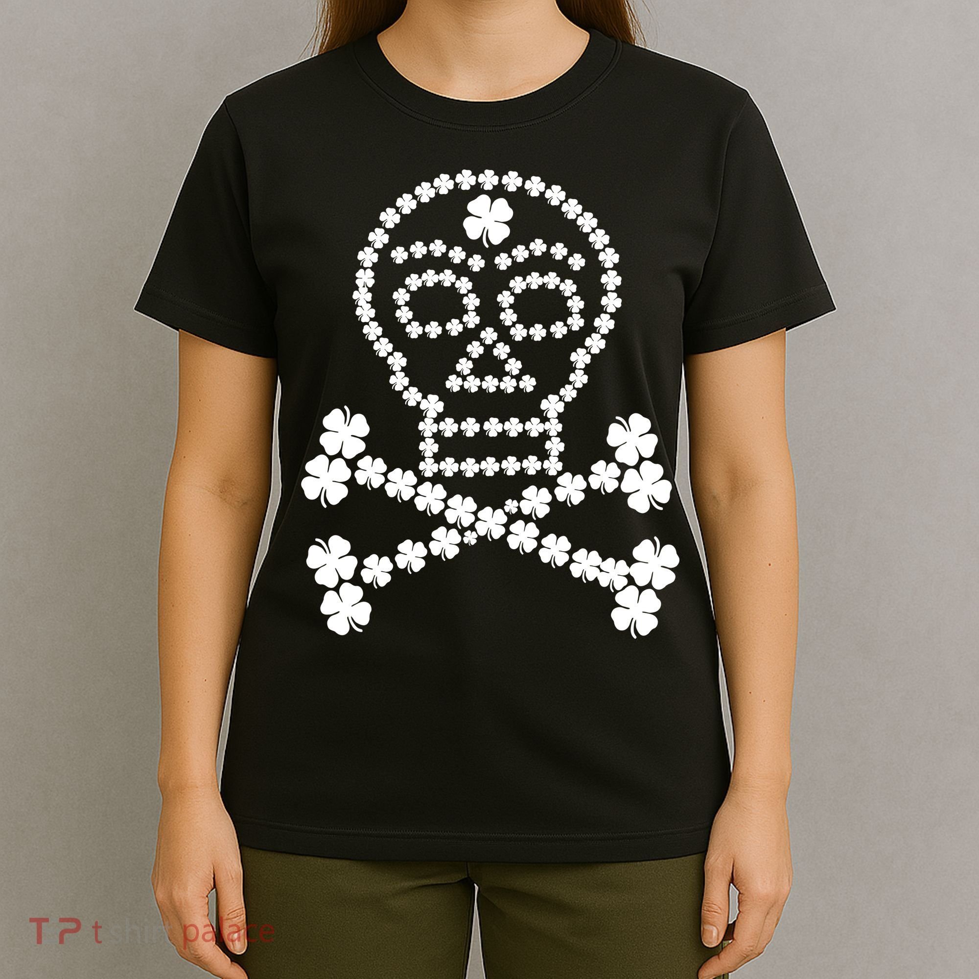 Clover Skull Crossbones St. Patricks Day T-Shirt