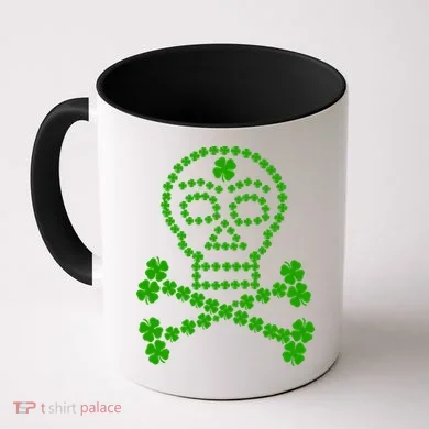 Clover Skull Crossbones St. Patricks Day Coffee Mug