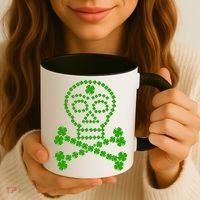 Clover Skull Crossbones St. Patricks Day Coffee Mug thumb 3