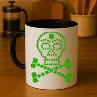 Clover Skull Crossbones St. Patricks Day Coffee Mug thumb 4
