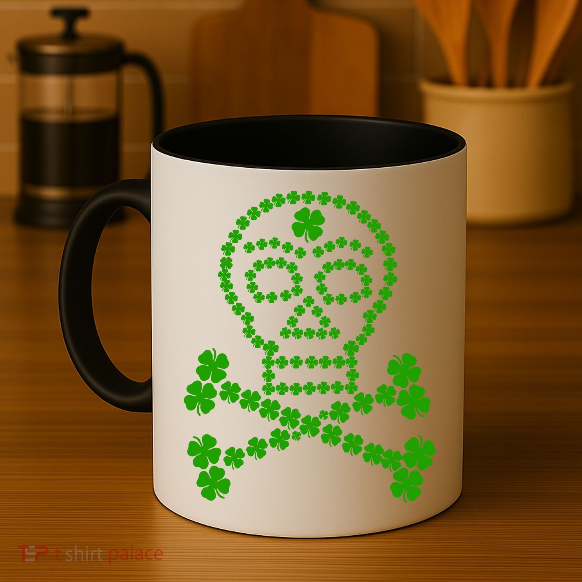 Clover Skull Crossbones St. Patricks Day Coffee Mug