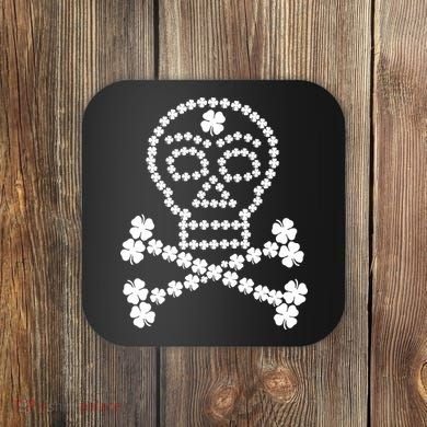 Clover Skull Crossbones St. Patricks Day Coaster