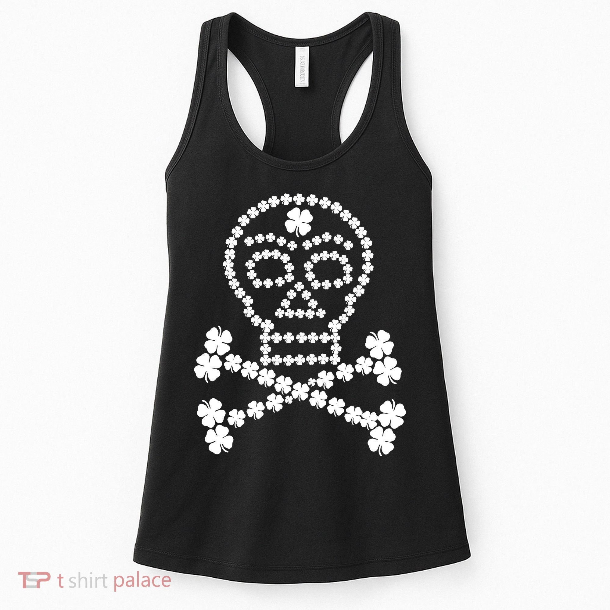 Clover Skull Crossbones St. Patricks Day Women's Tank Top