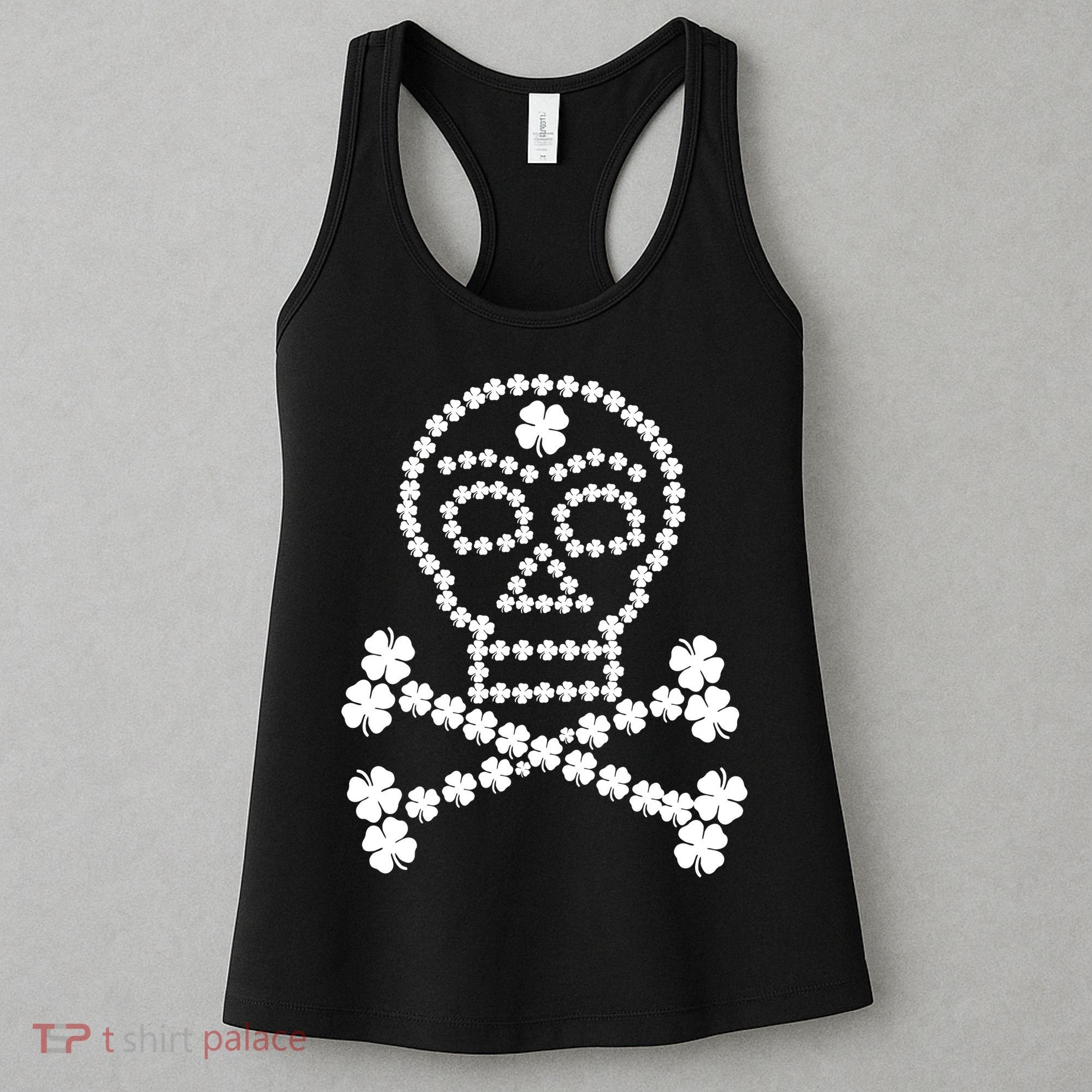 Clover Skull Crossbones St. Patricks Day Women's Tank Top
