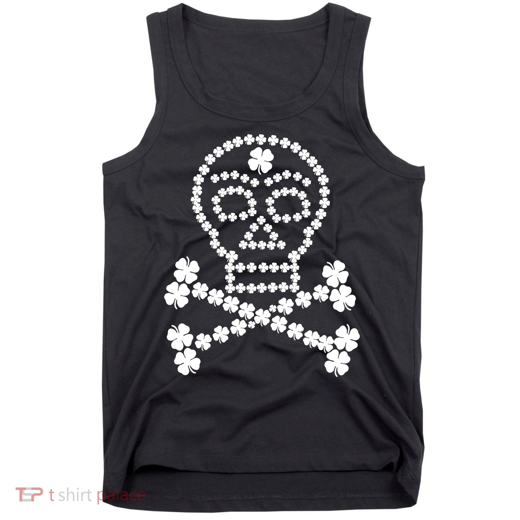 Clover Skull Crossbones St. Patricks Day Tank Top