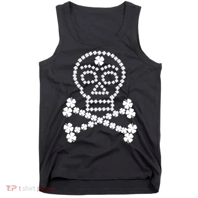 Clover Skull Crossbones St. Patricks Day Tank Top