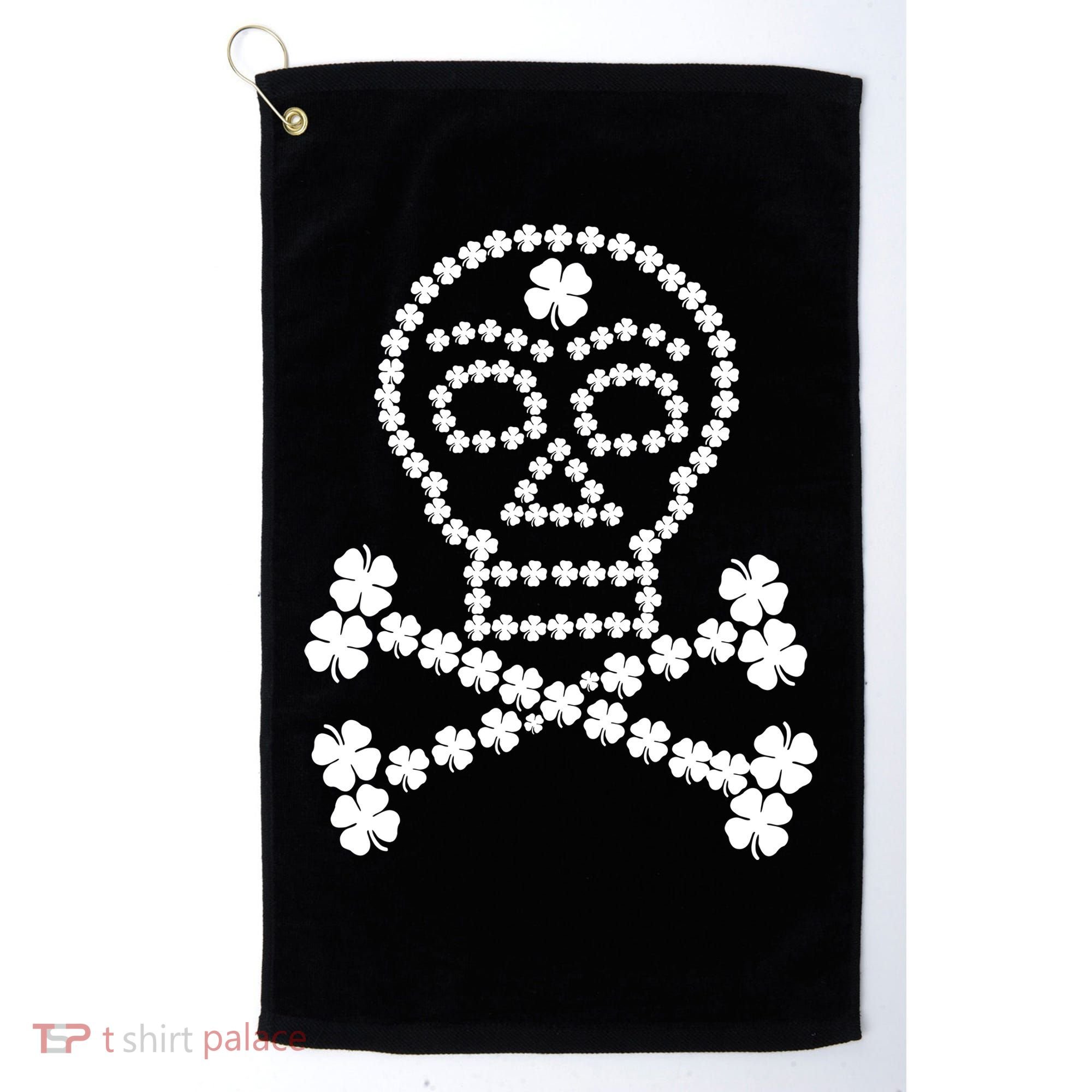 Clover Skull Crossbones St. Patricks Day Golf Towel
