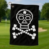 Clover Skull Crossbones St. Patricks Day Golf Towel thumb 1