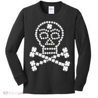 Clover Skull Crossbones St. Patricks Day Kids Long Sleeve Shirt thumb 0