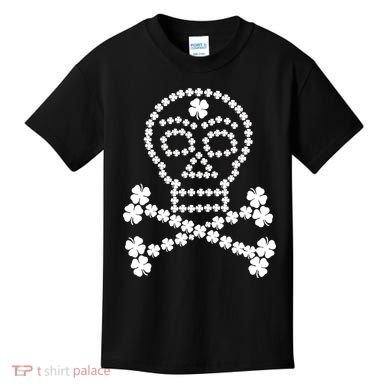 Clover Skull Crossbones St. Patricks Day Kids T-Shirt