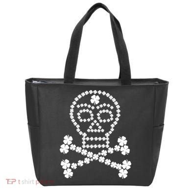 Clover Skull Crossbones St. Patricks Day Tote Bag