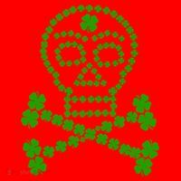 Clover Skull Crossbones St. Patricks Day Santa Hat thumb 1