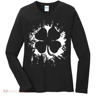 Cloverleaf Trace Splatter St. Patrick's Day Women's Long Sleeve Shirt