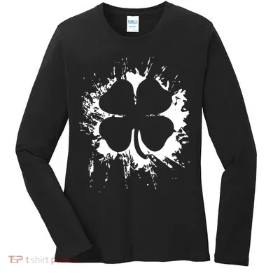 Cloverleaf Trace Splatter St. Patrick's Day Women's Long Sleeve Shirt