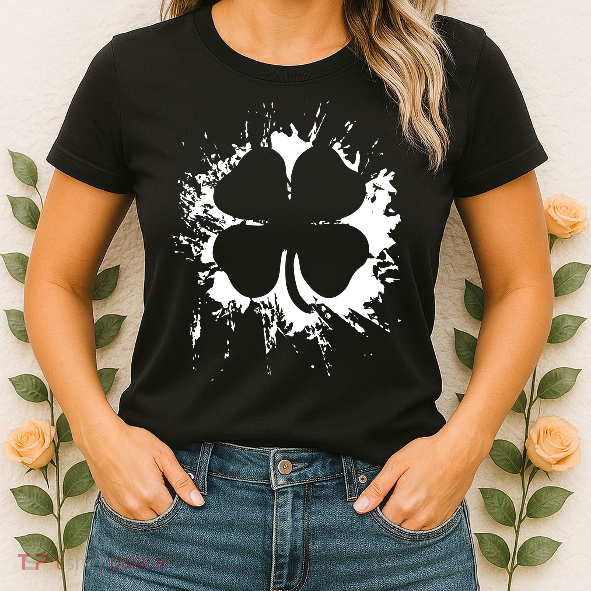 Cloverleaf Trace Splatter St. Patrick's Day Women's T-Shirt