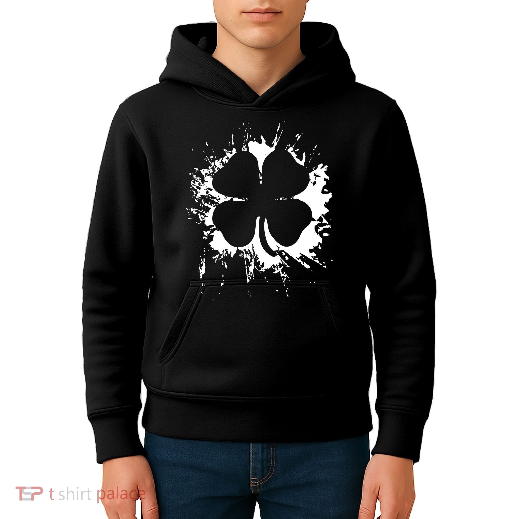 Cloverleaf Trace Splatter St. Patrick's Day Kids Hoodie