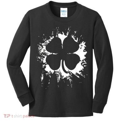 Cloverleaf Trace Splatter St. Patrick's Day Kids Long Sleeve Shirt