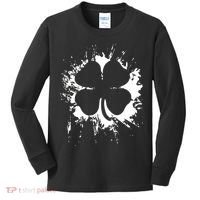 Cloverleaf Trace Splatter St. Patrick's Day Kids Long Sleeve Shirt thumb 0