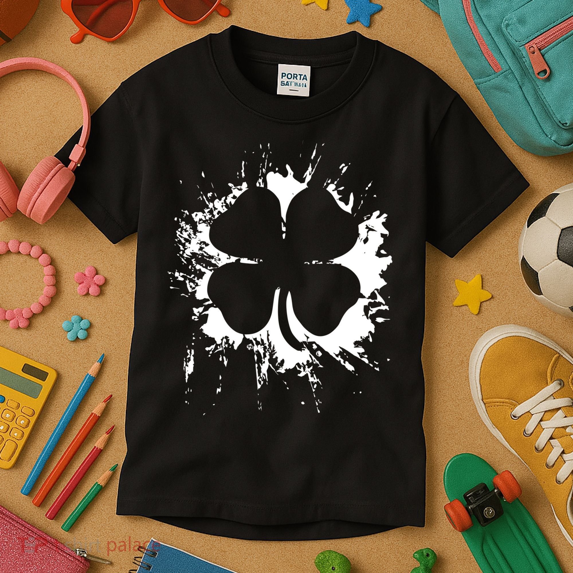 Cloverleaf Trace Splatter St. Patrick's Day Kids T-Shirt