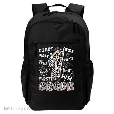 Cute Leopard Print First Grade Typography Word Art Backpack
