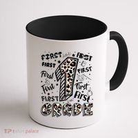 Cute Leopard Print First Grade Typography Word Art Coffee Mug thumb 1