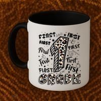 Cute Leopard Print First Grade Typography Word Art Coffee Mug thumb 2