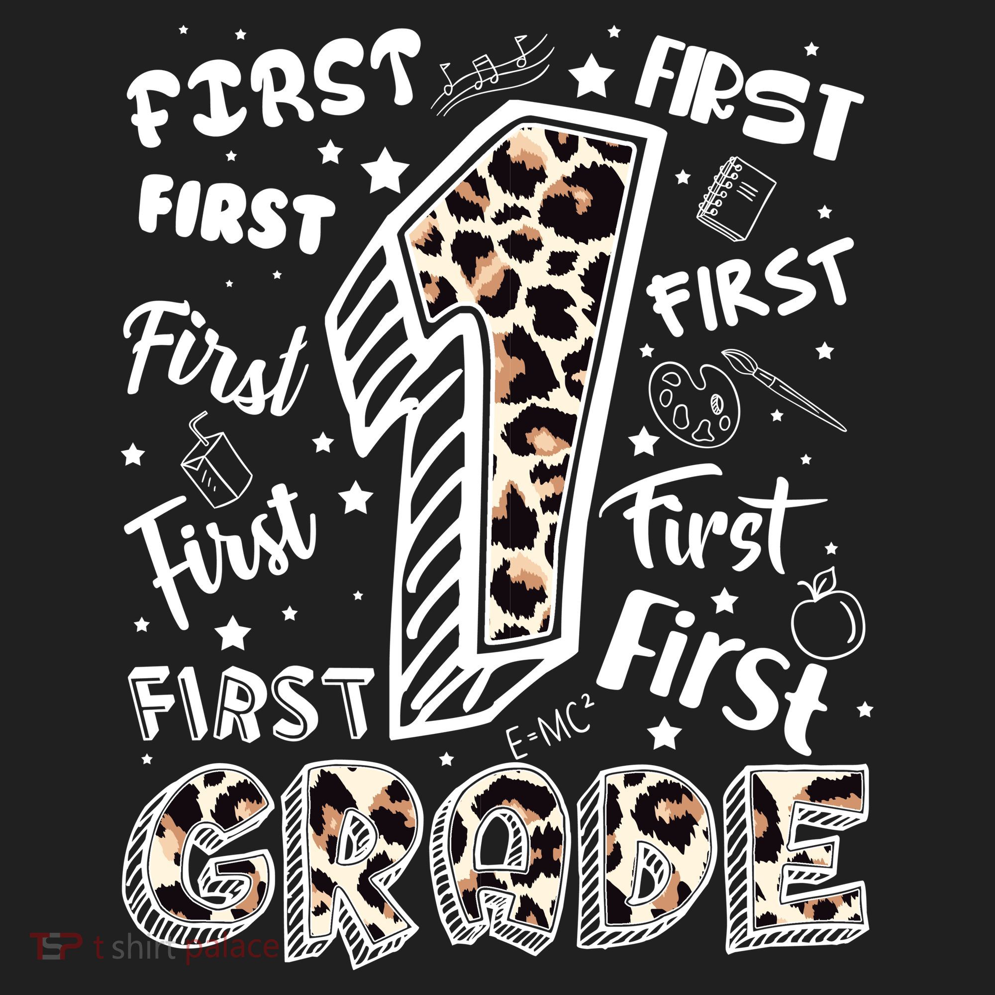 Cute Leopard Print First Grade Typography Word Art Beanie
