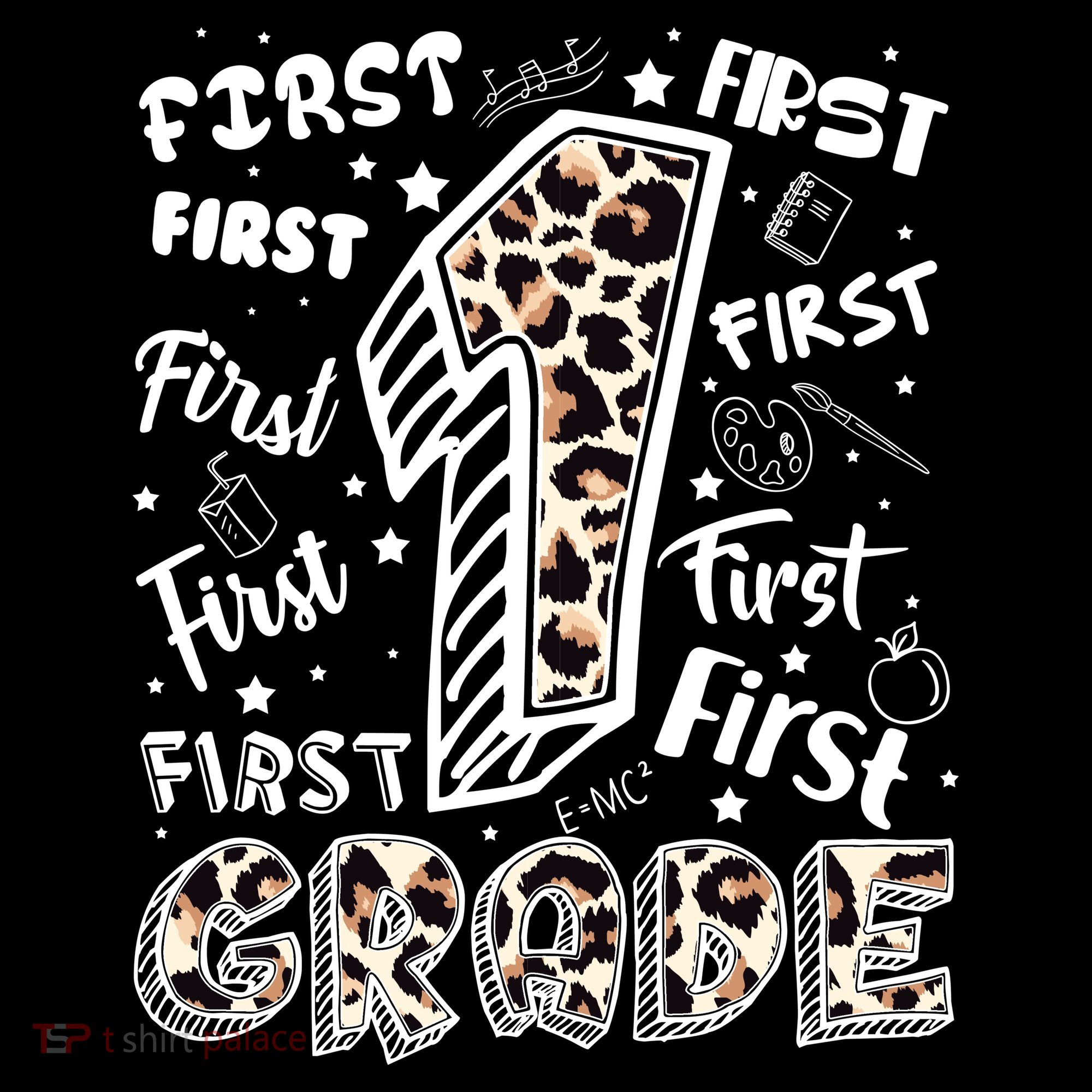 Cute Leopard Print First Grade Typography Word Art Women's Hoodie