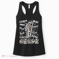 Cute Leopard Print First Grade Typography Word Art Women's Tank Top thumb 0