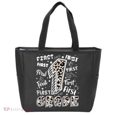 Cute Leopard Print First Grade Typography Word Art Bag