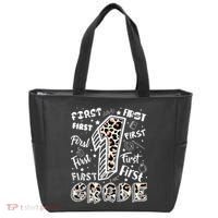 Cute Leopard Print First Grade Typography Word Art Tote Bag thumb 0