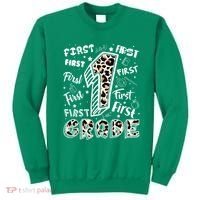 Cute Leopard Print First Grade Typography Word Art Sweatshirt thumb 0