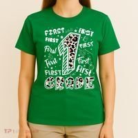 Cute Leopard Print First Grade Typography Word Art T-Shirt thumb 4