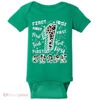 Cute Leopard Print First Grade Typography Word Art Baby Bodysuit thumb 0